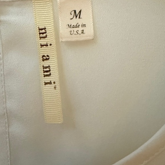 Miami White and Blue Graphic 3/4 Sleeve Blouse - Picture 3 of 4
